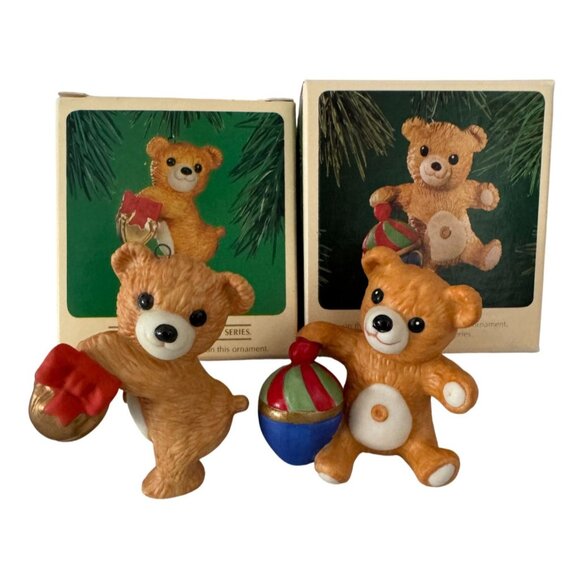 2 Hallmark Ornament Cinnamon Bear Series 1983 & 1984 - Picture 1 of 3